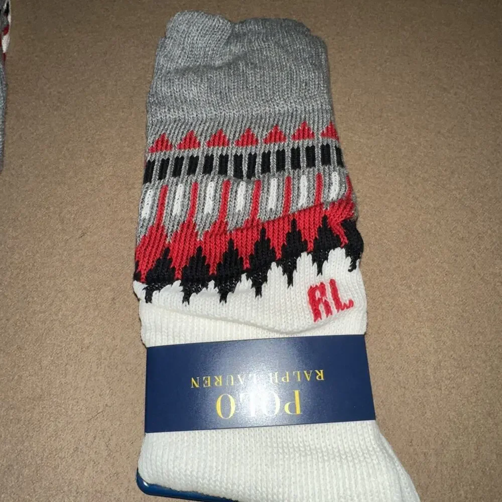 Polo Ralph Lauren Women’s Slouch Boot Socks 9-11 Fair Isle Print